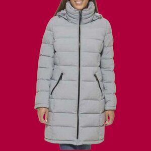 Andrew Marc Womens Parka Jacket Fur Lined Hood Jacket Zip Pockets Silver  Xlarge